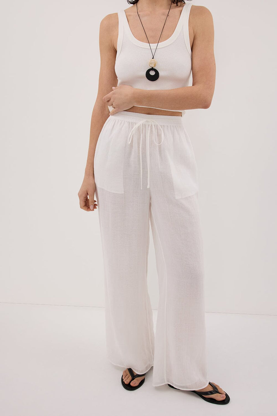 GINNY WHITE RAMIE PANT Clothing DISSH Boutiques