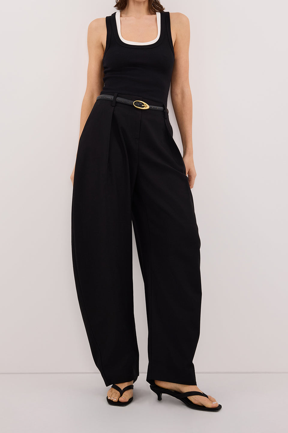 ROMY BLACK BARREL LEG TAILORED PANT - PRE ORDER Clothing DISSH Boutiques