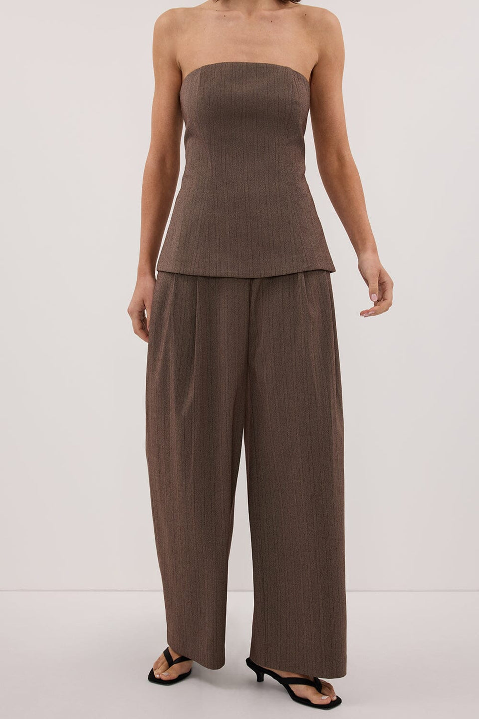 HAILEY CHOC STRIPE RELAXED PANT Clothing DISSH Boutiques