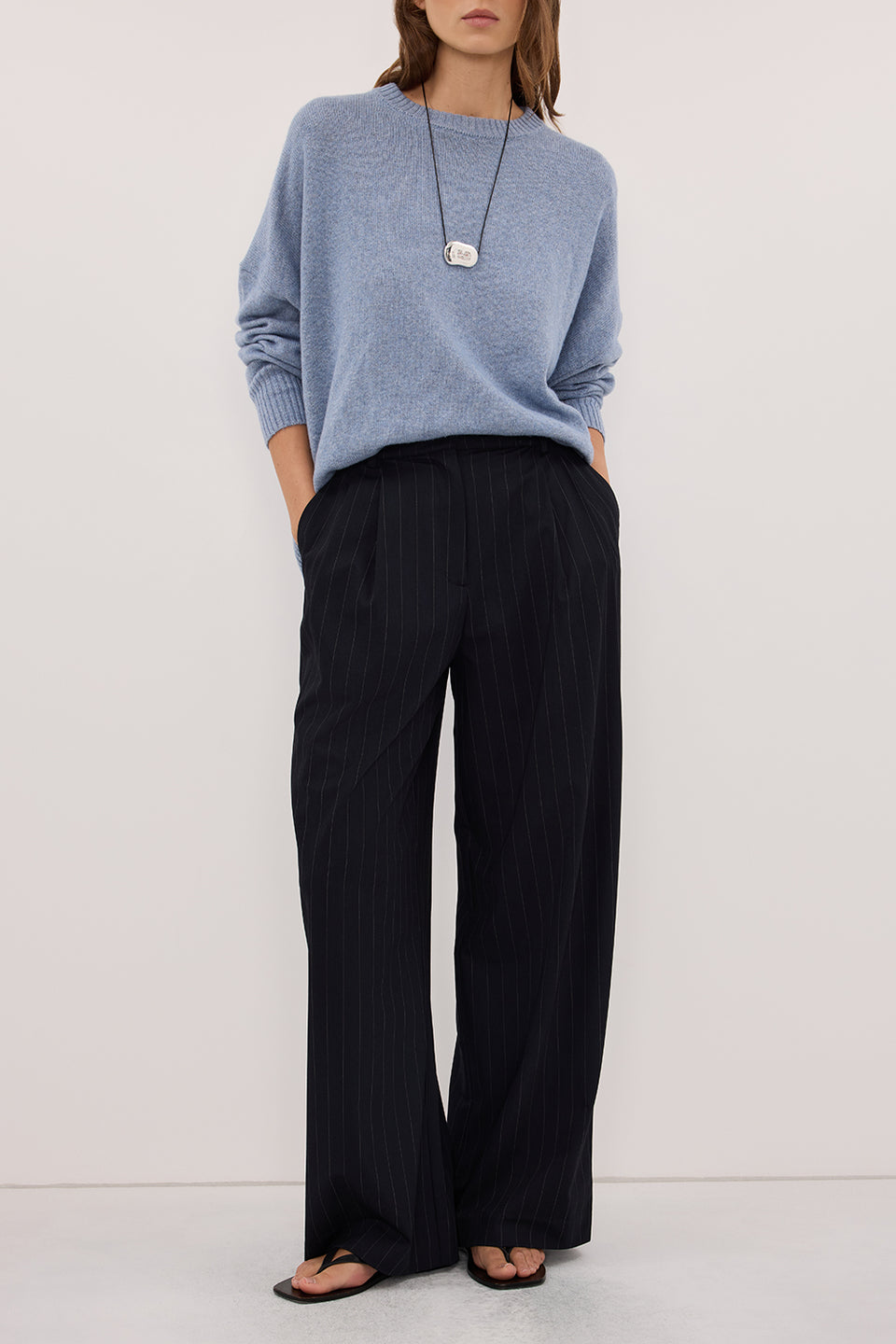 SIAN INK STRIPE TAILORED WIDE PANT