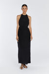 SARAH BLACK HALTER MIDI DRESS