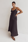 GIANA BLACK LINEN SCOOP MAXI DRESS