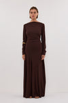 HADLEY CHOC SLEEVED KNIT MAXI DRESS