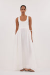 APRIL WHITE HYBRID KNIT MIDI DRESS