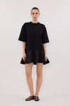 NOAH BLACK SHORT SLEEVE RUFFLE MINI DRESS