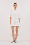 NOAH WHITE SHORT SLEEVE RUFFLE MINI DRESS