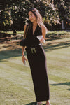 FELICITY BLACK SLEEVELESS HALTER MIDI DRESS