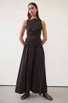 MEG BURNT CHOC SLEEVELESS KNIT MIDI DRESS
