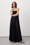 ELBA BLACK SHEER STRAPLESS MIDI DRESS