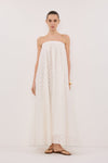 ELBA WHITE SHEER STRAPLESS DRESS