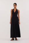 LYNN BLACK HALTER MIDI DRESS - PRE ORDER