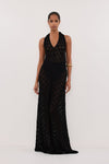AGNES BLACK CROCHET HALTER MIDI DRESS