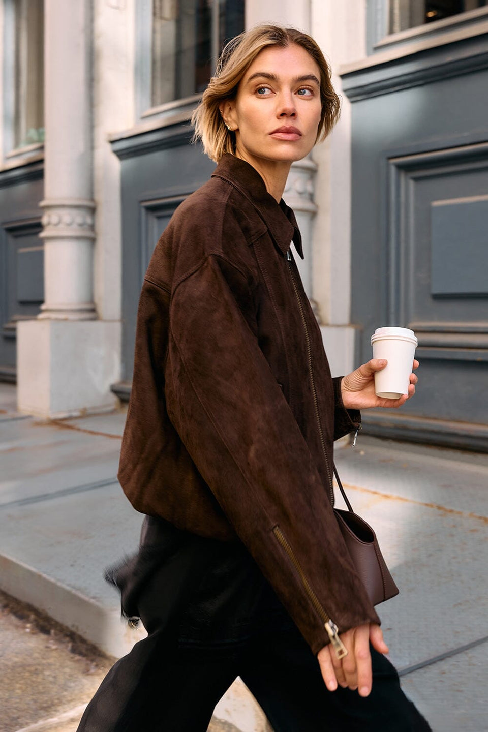 DENVER BITTER CHOC SUEDE LEATHER BOMBER JACKET Clothing DISSH Boutiques