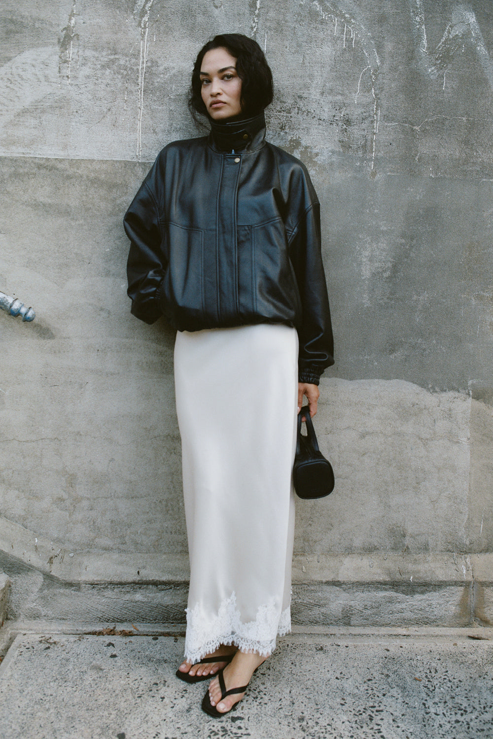 dress with leather jacket Discover 79 + and leather jacket dress ideas SERIN BLACK LEATHER BOMBER JACKET