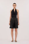 MAYFAIR BLACK LEATHER BERMUDA SHORT