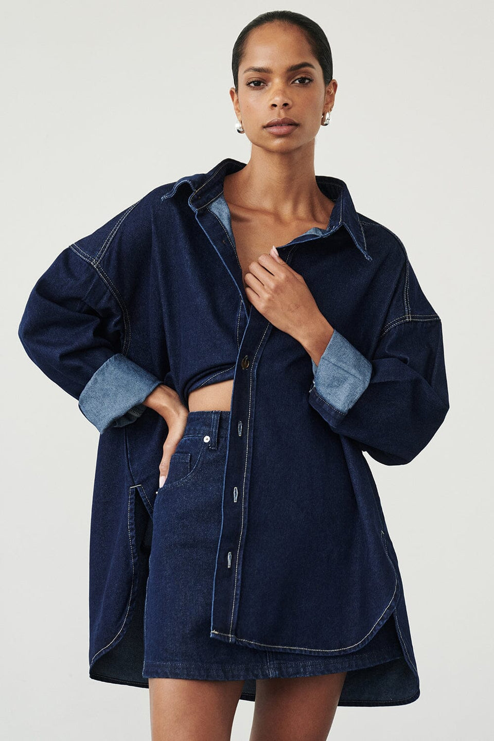 ASHTON INDIGO DENIM SHIRT Clothing DISSH Boutiques