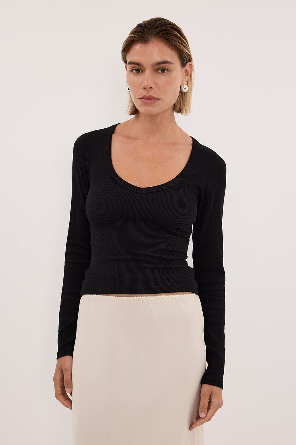 YASMIN BLACK LONG SLEEVE KNIT TOP Clothing DISSH Boutiques