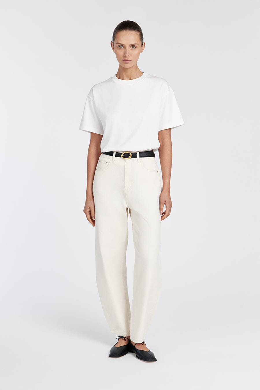 CALEB CREAM BARREL LEG JEAN Clothing DISSH Boutiques