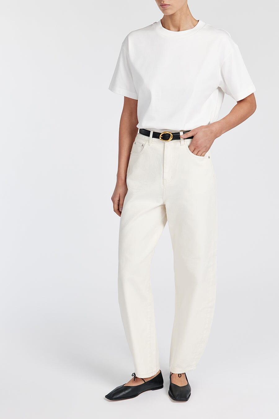 CALEB CREAM BARREL LEG JEAN Clothing DISSH Boutiques