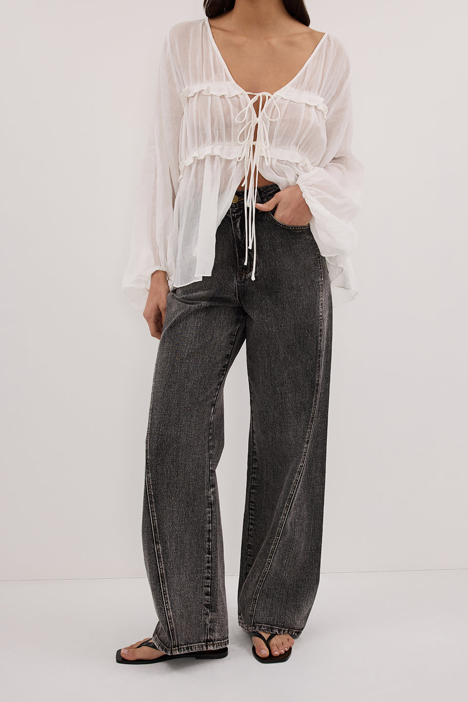 CARSON WASHED BLACK TALL WIDE LEG JEAN Clothing DISSH Boutiques