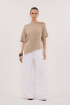 RICK NATURAL ASYM KNIT TOP