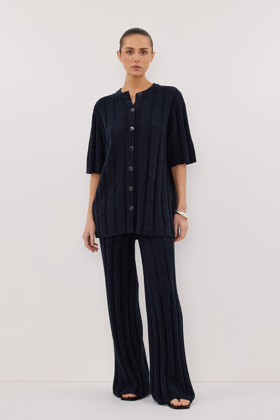 JAZZ INDIGO BUTTON KNIT SHIRT Clothing DISSH Boutiques XXL INDIGO