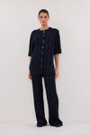 JAZZ INDIGO BUTTON KNIT SHIRT