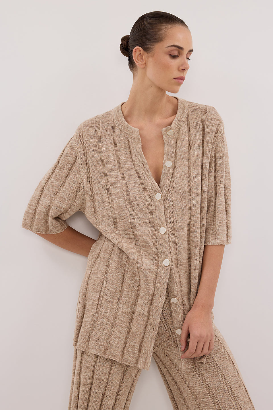 JAZZ NATURAL BUTTON KNIT SHIRT Clothing DISSH Boutiques