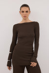 JOY DARK OLIVE LONGLINE KNIT TOP