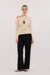 SAGE NATURAL LONG SLEEVE BOAT NECK KNIT TOP
