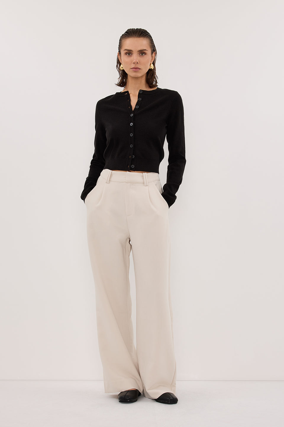 MONACO BLACK LONG SLEEVE CARDIGAN Clothing DISSH Boutiques XS BLACK