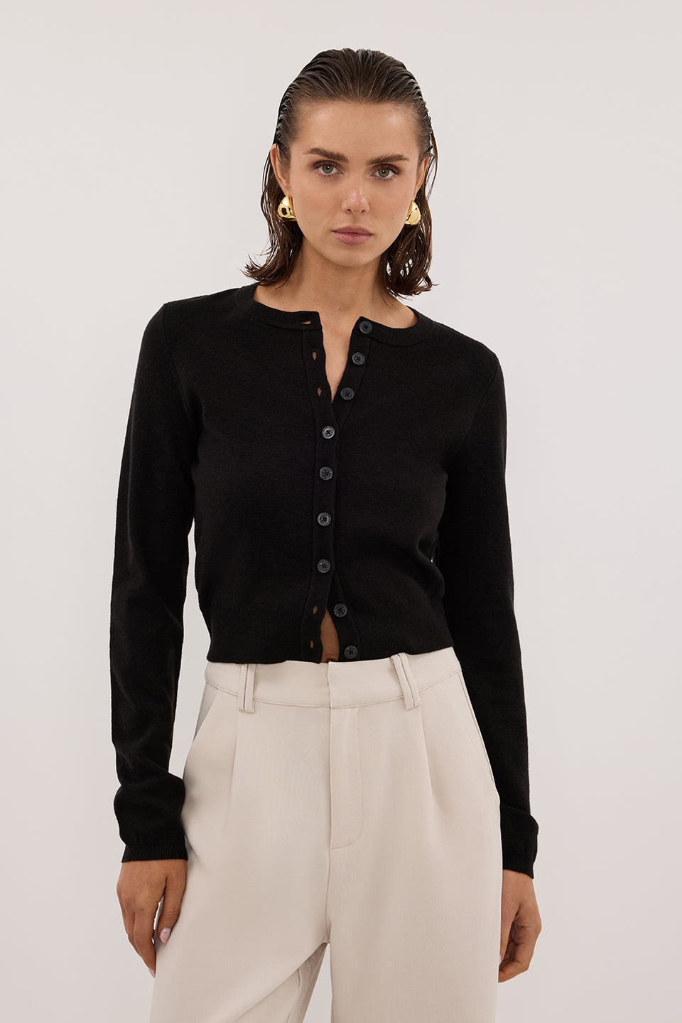 MONACO BLACK LONG SLEEVE CARDIGAN Clothing DISSH Boutiques