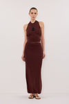 SOL CINNAMON SCARF HALTER KNIT TOP