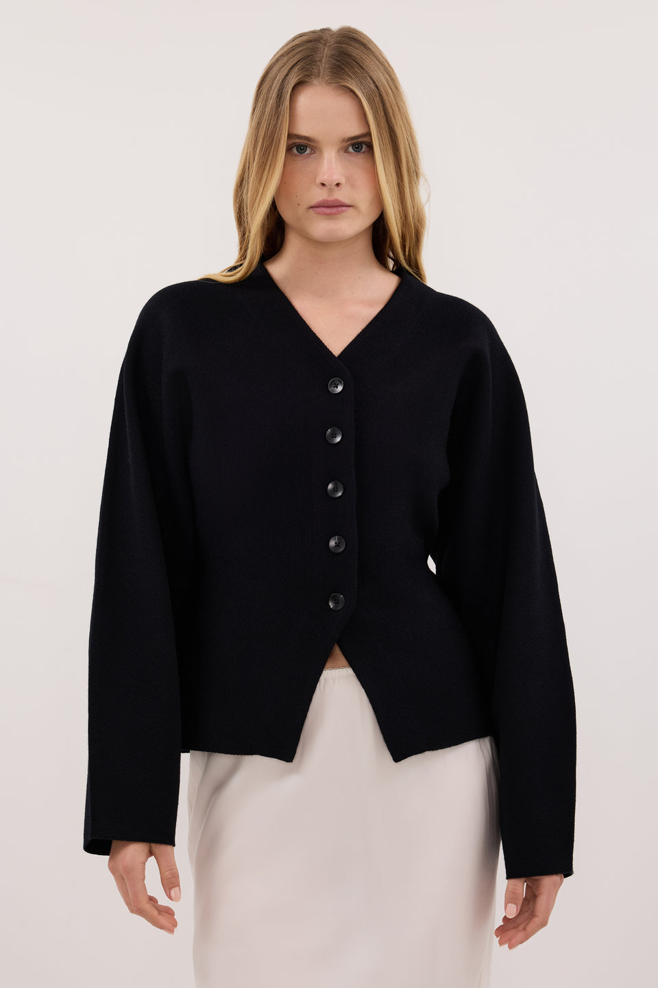 ETHEL BLACK V NECK CARDIGAN