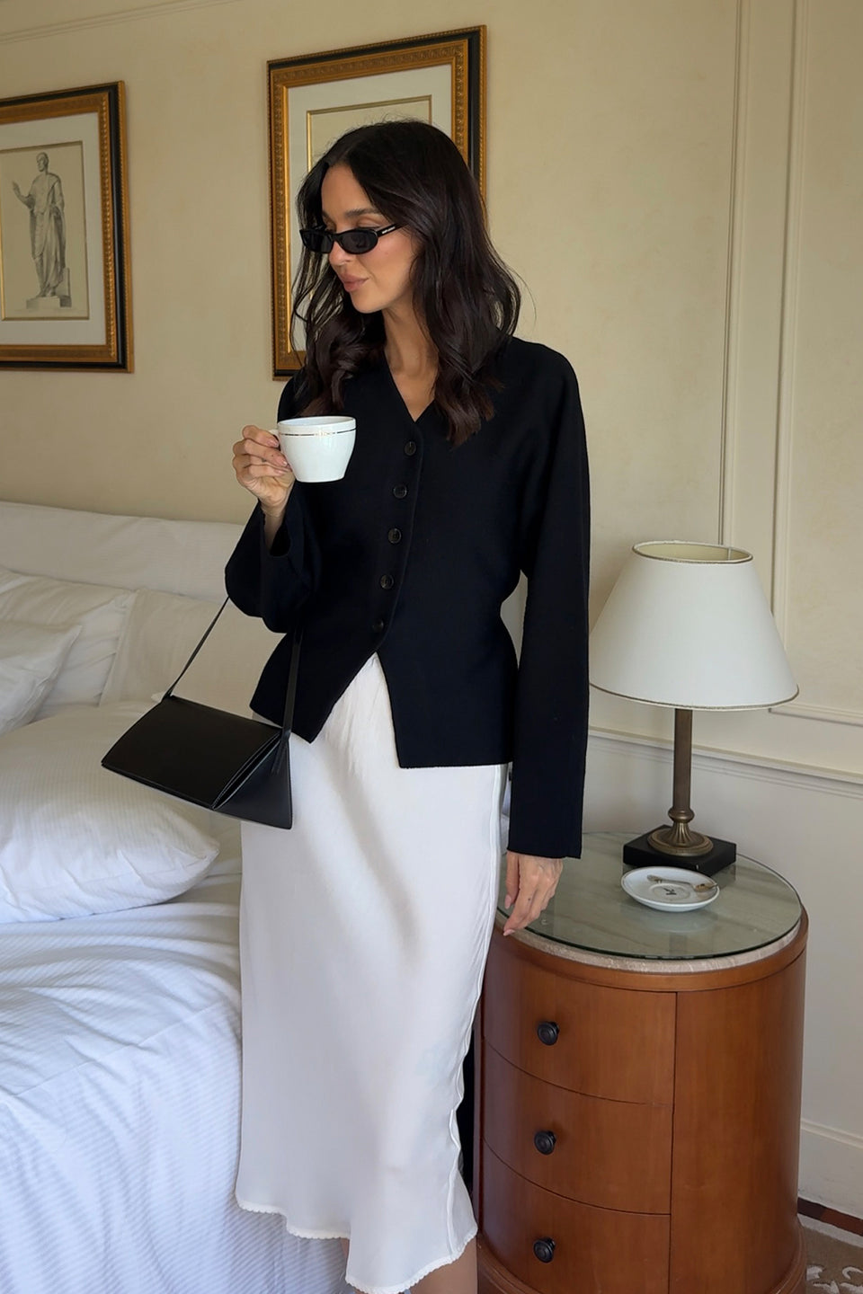 ETHEL BLACK V NECK CARDIGAN