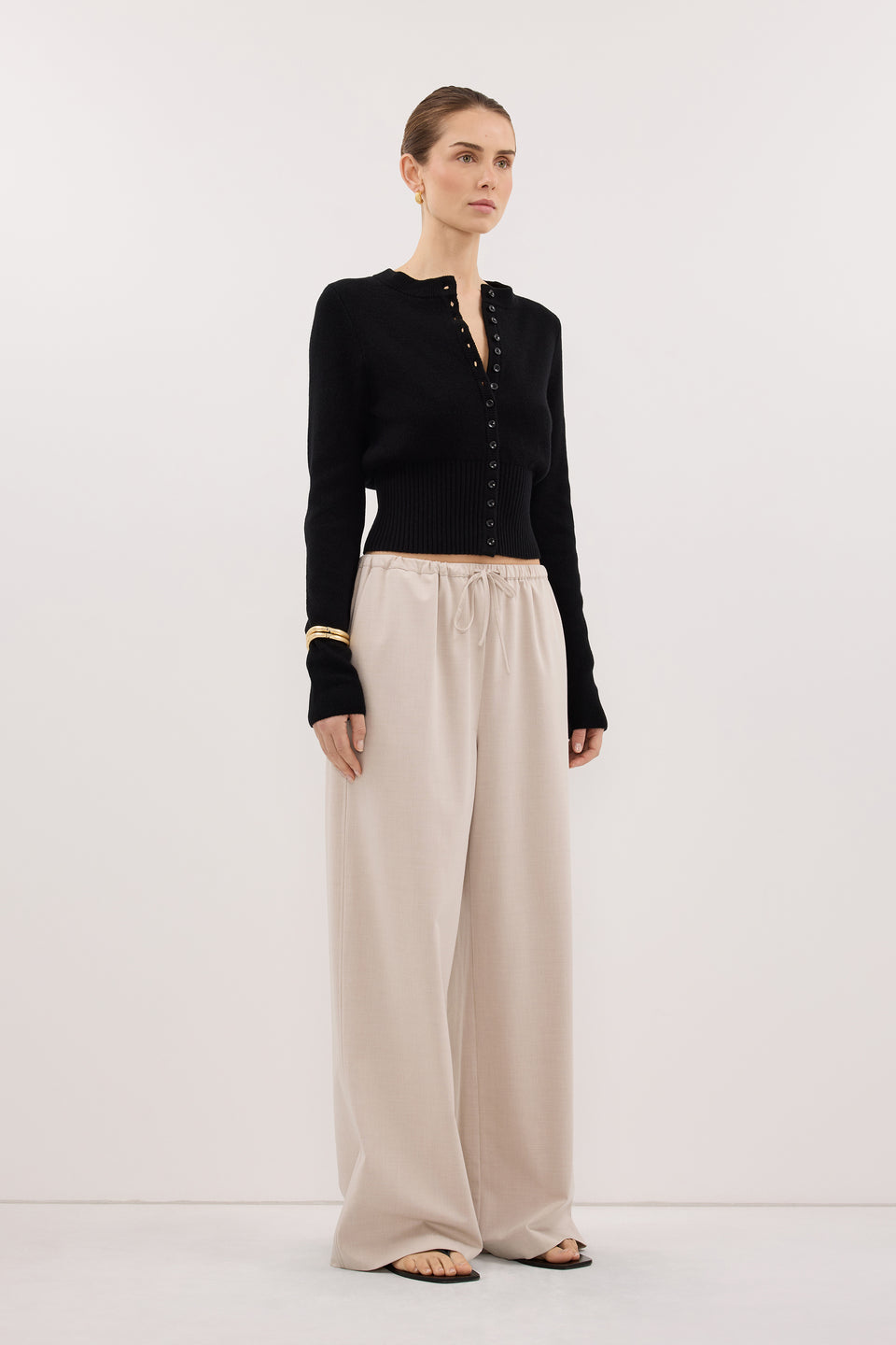 IRIS BLACK CREW KNIT CARDIGAN