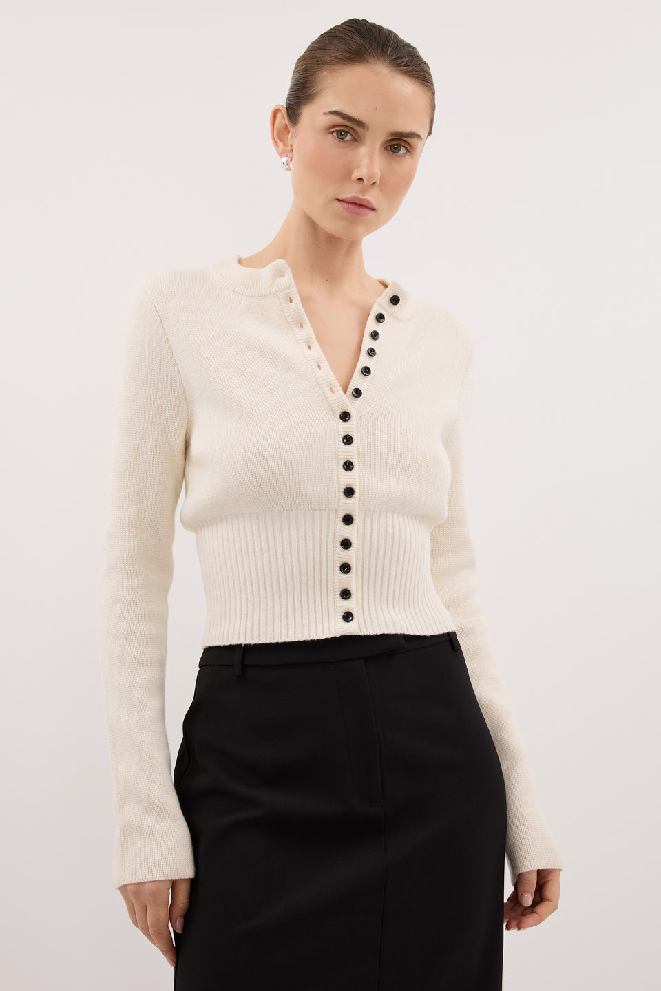 IRIS IVORY CREW KNIT CARDIGAN