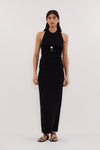 SOL BLACK KNIT MIDI SKIRT