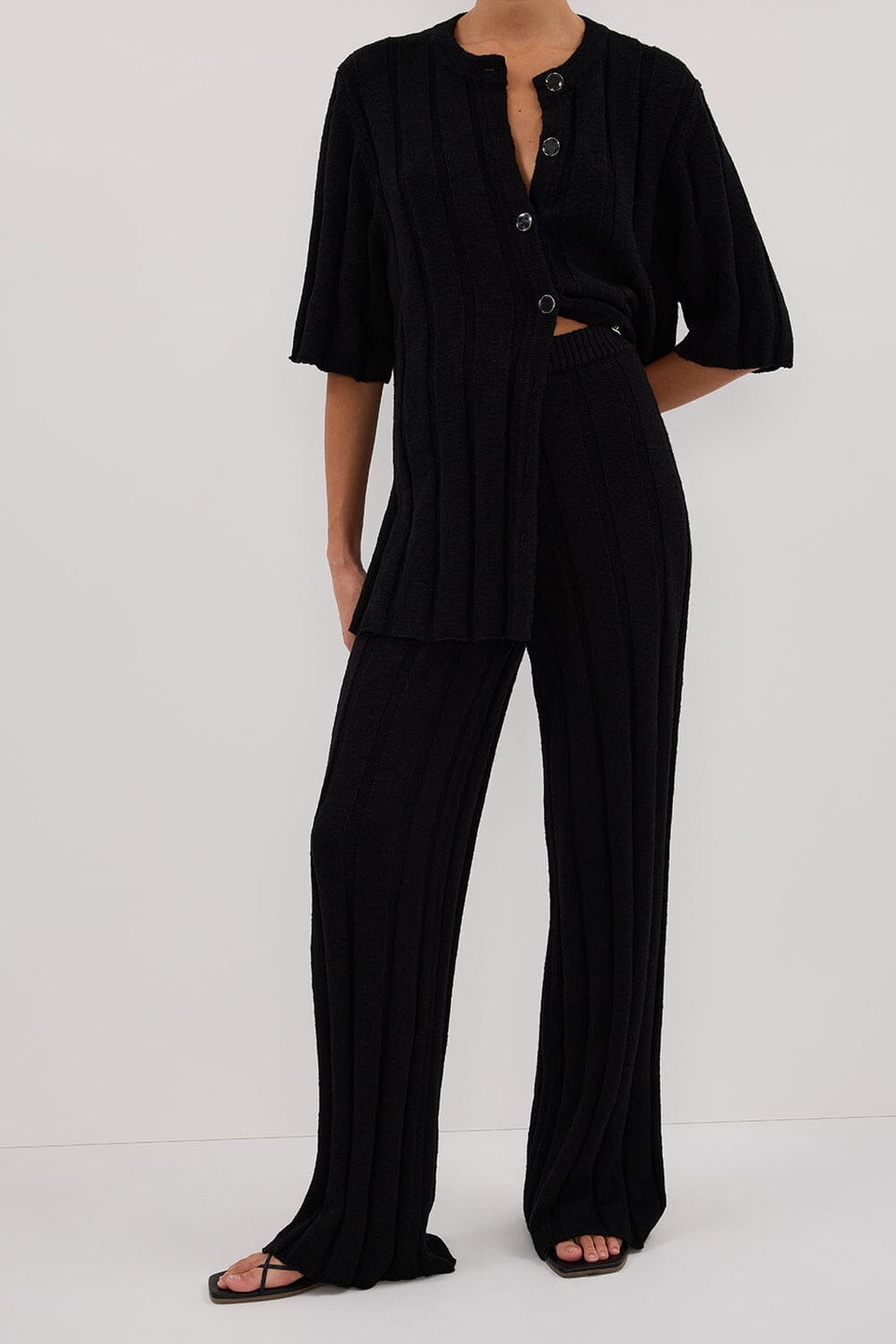 JAZZ BLACK WIDE LEG KNIT PANT? Clothing DISSH Boutiques
