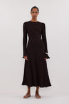 SYLVIA BITTER CHOC KNIT MIDI DRESS