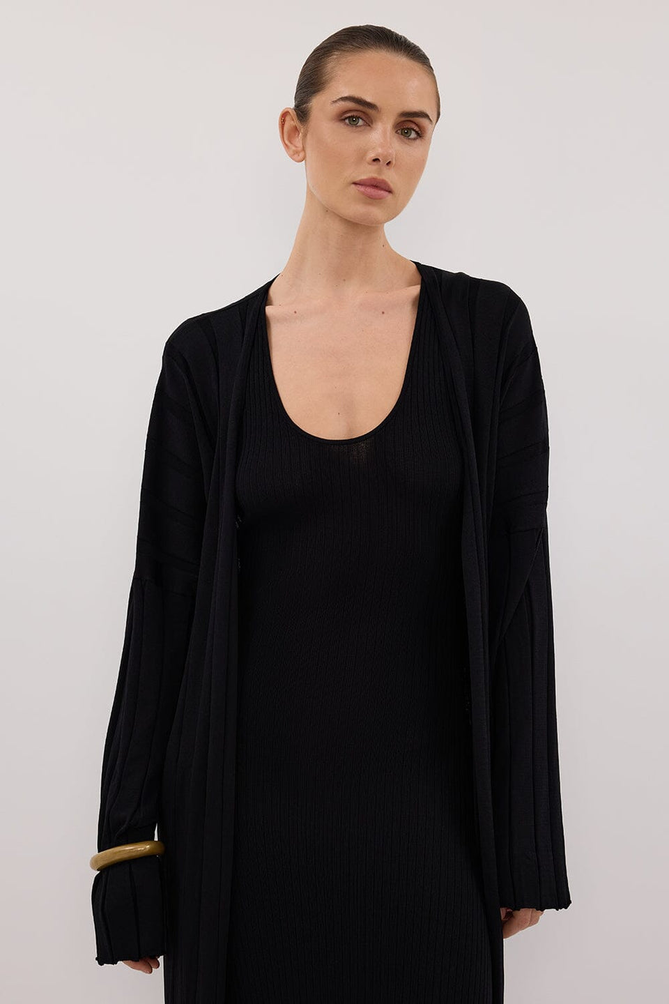 EVE BLACK KNIT MIDI CARDIGAN Clothing DISSH Boutiques