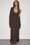 EVE DARK OLIVE SCOOP KNIT MIDI DRESS