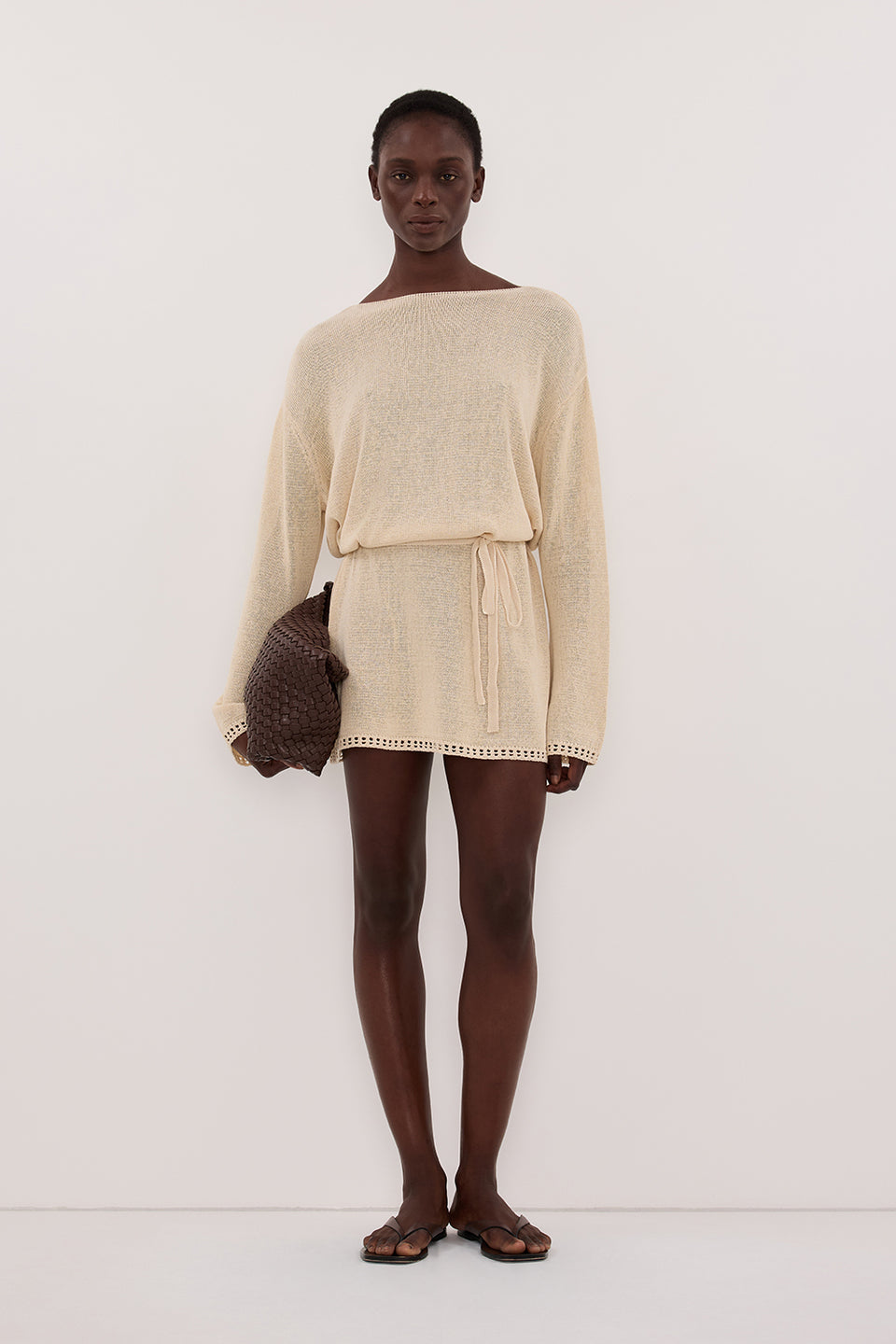 TARI NATURAL KNIT MINI DRESS Clothing DISSH Boutiques