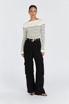 BILLIE CREAM STRIPE LONG SLEEVE KNIT TOP