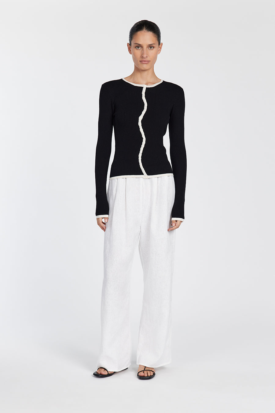 LUCILLE BLACK CONTRAST CARDIGAN Clothing DISSH Boutiques XXL BLACK
