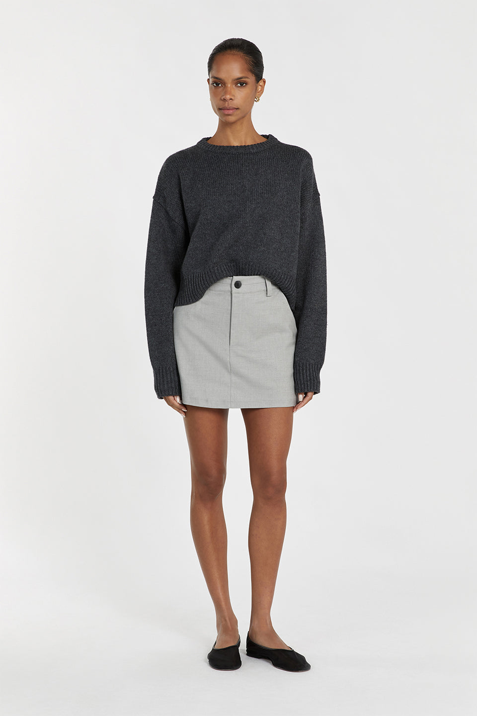 OLIVER CHARCOAL MARLE KNIT JUMPER Clothing DISSH Boutiques XS CHARCOAL