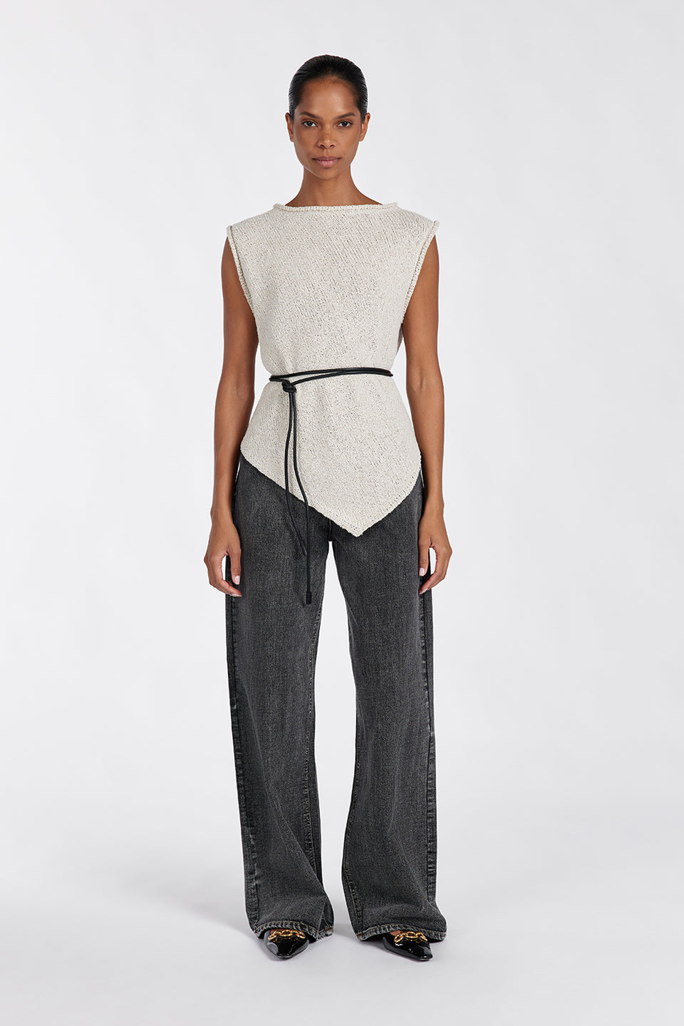 ALTHEA STONE ASYM KNIT TOP Clothing DISSH Boutiques XS STONE