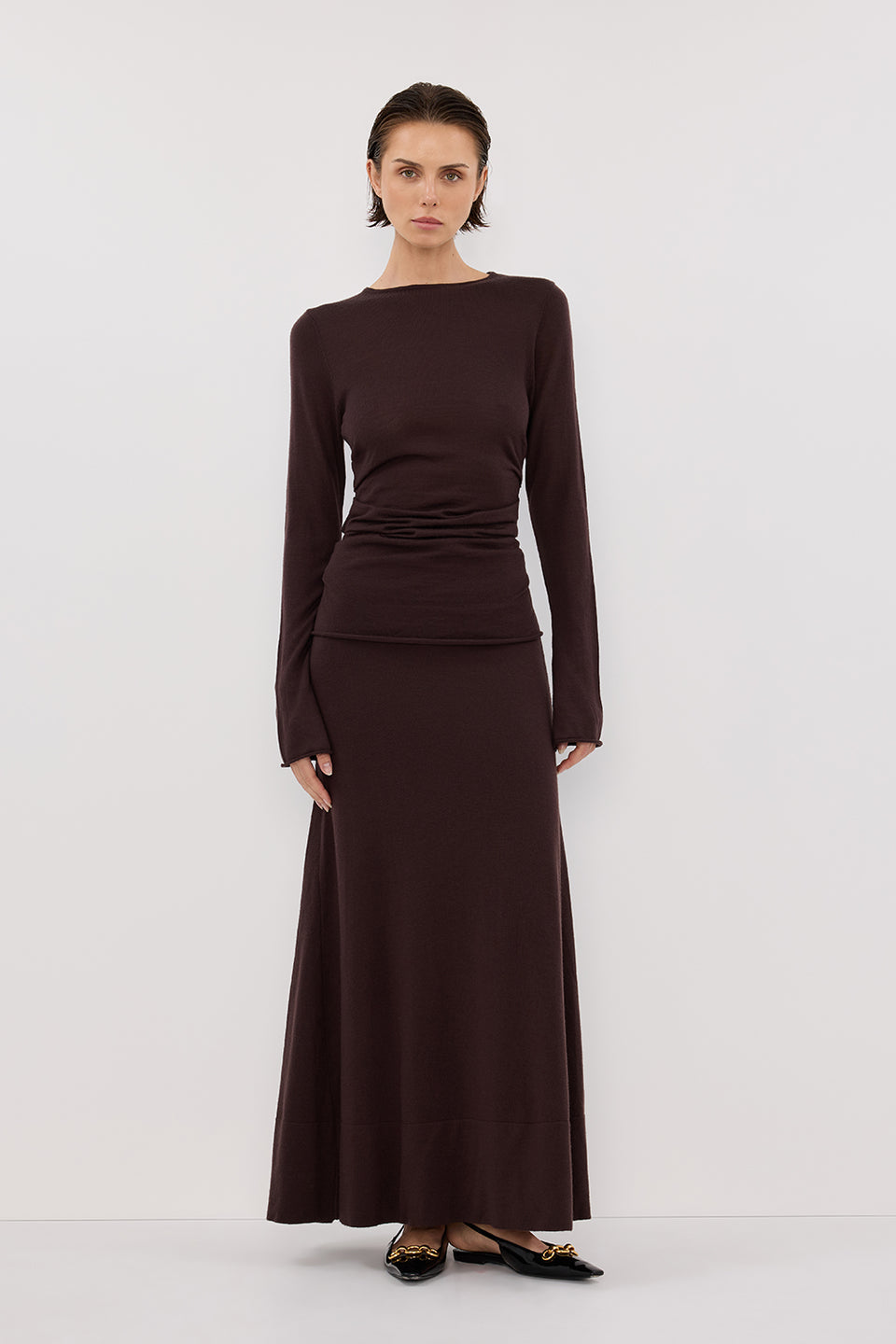 NICO BITTER CHOC MERINO KNIT TOP Clothing DISSH Boutiques