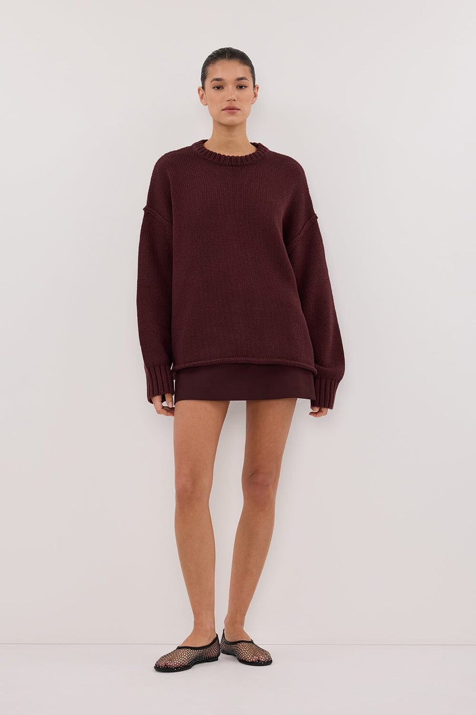 ROY WALNUT LONGLINE KNIT JUMPER Clothing DISSH Boutiques XS WALNUT