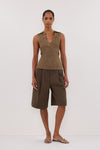 HAL OLIVE SLEEVELESS KNIT TOP